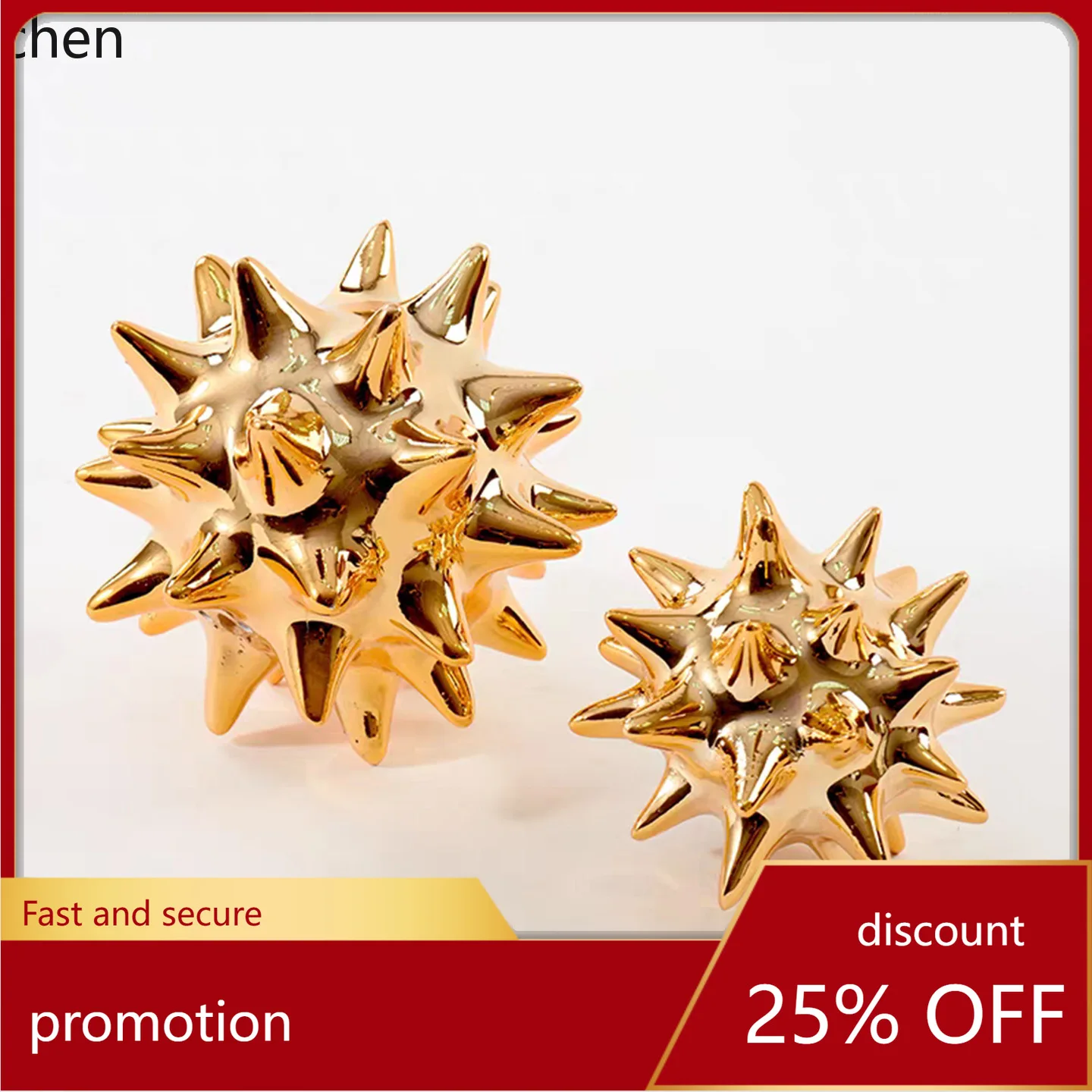 

HT Model Room Living Room Entrance Wine Cabinet TV Cabinet Retro Modern Creative Resin Electroplated Sea Urchin Ball Ornament