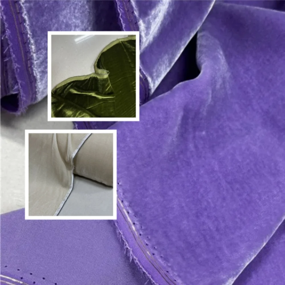 

Solid Color Velvet Natural Mulberry Silk Fabric for Cheongsam Dress Clothing Fabrics By The Meter Diy Sewing Material Cloth