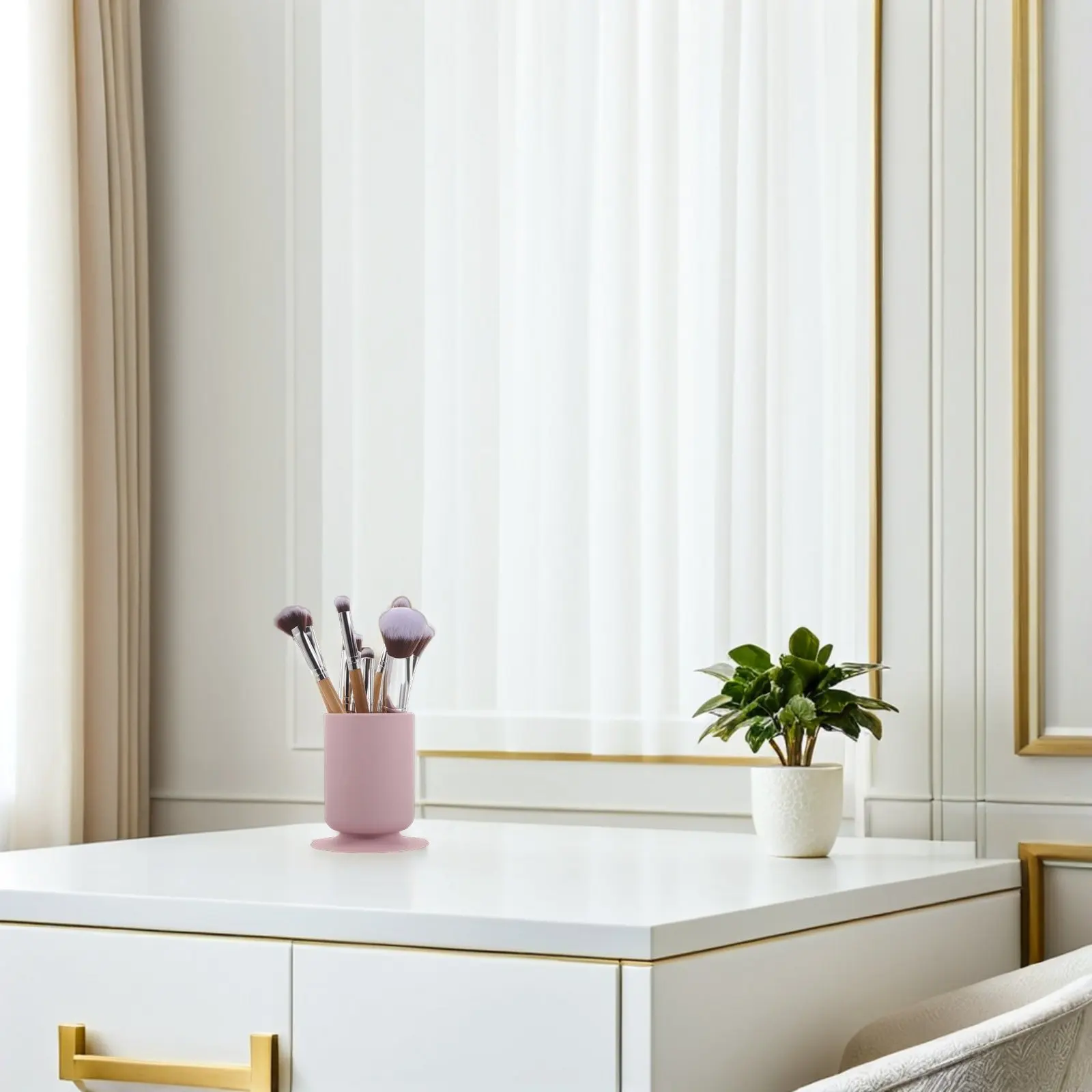 

Набор из 2 силиконовых держателей для кистей для макияжа на присосках, органайзер для ручек, нескользящая настольная подставка для хранения для офиса и туалетного столика