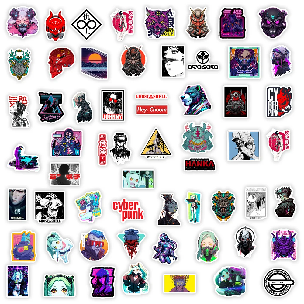 Cyberpunk 80s Sci-fi Anime Game Stickers Art Gift Decal for Laptop Phone Scrapbook Luggage Decorative Bottles Waterproof