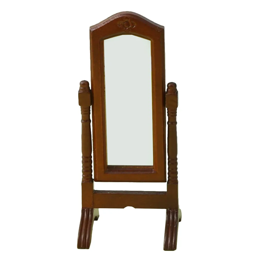 

Miniature Standing Dressing Mirror Wood Natural Material Adjustable Angle for Dollhouse Bedroom Decor Miniature House Mirror