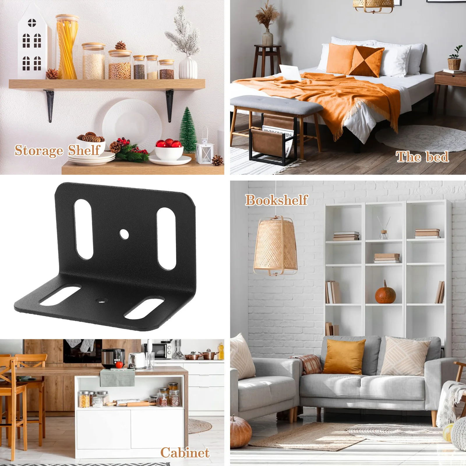 4 pezzi Bretelle angolari Staffe a forma di L in metallo resistente per mobili Rinforzo per mobili Staffe ad angolo retto per ripiani in legno