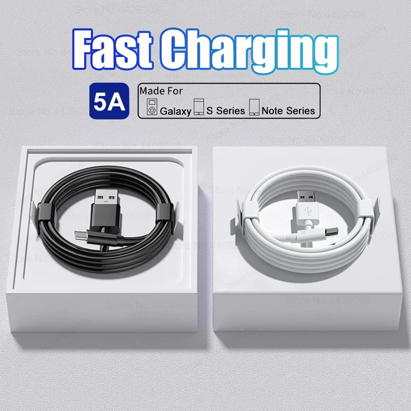 USB Cable For Samsung Galaxy S24 S23 S22 S21 S20 Ultra Plus USB Type C Fast Charging Charger Date Cable Black/White Accessories