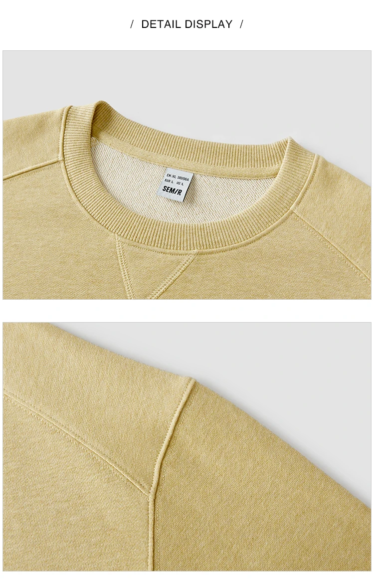 Semir Versatile Hoodie Men Spring Solid O Neck Long Sleeve Soft Comfortable Casual Basic Layer Daily Top
