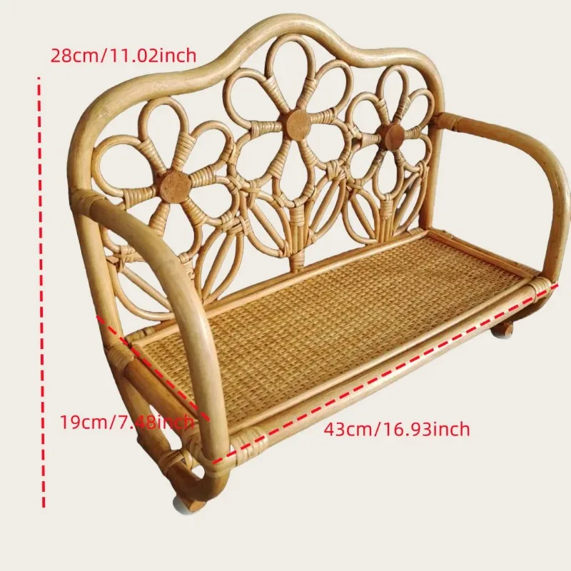 1pc Vintage Rattan Baby Bed Chair Newborn Studio Photo Shooting Props Functional Infant Photography Furniture Growth Souvenir