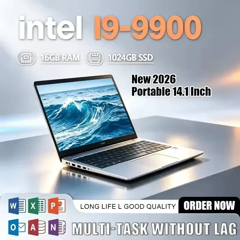 Protable 14.1 Inch Intel Core I9-9900 Powerful Slim Laptop 16GB 32GB RAM 1TB 2TB SSD Daily Office Notebook FHD 1920*1080