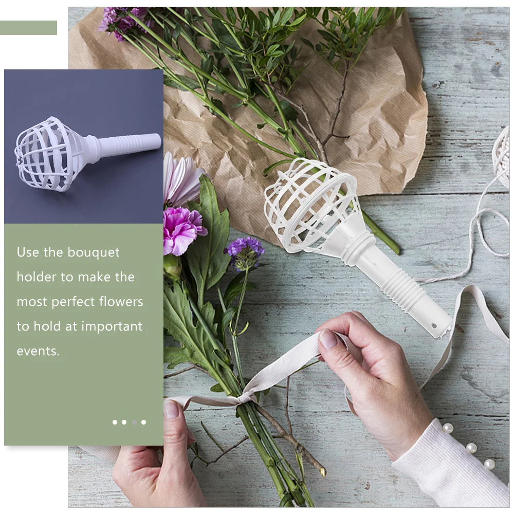 12 قطعة حامل باقة الزفاف حامل زهور بلاستيكي متين لحفلات الزفاف وحفلات الزفاف وحفلات الزفاف بمقبض زهور