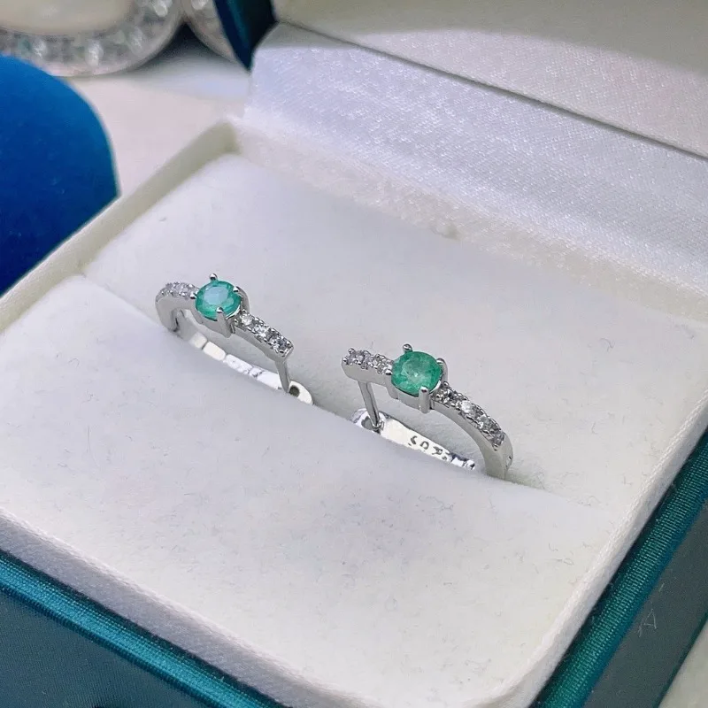 YULEM Natural Colombian Emerald Gemstone 3mm Earrings Real 925 Silver Earrings Fine Charm Jewelry for Women