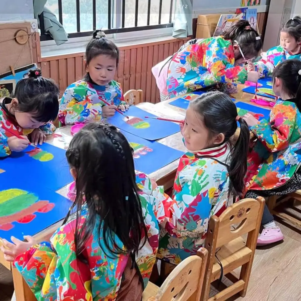 مريلة رسم للأطفال من النايلون المقاوم للماء، غطاء بأكمام طويلة، لوحة فنية من القماش، مريلة تناول الطعام للأطفال الصغار