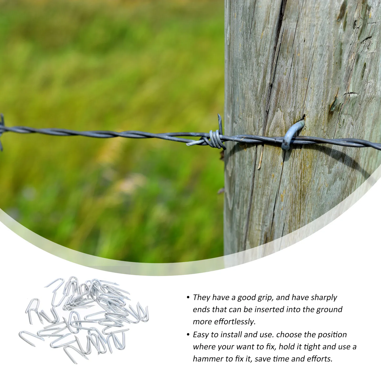 50Pcs U Shaped Iron Staples Garden Landscape Wire Nails Fencing Yard Stakes Heavy Duty Rust Proof Netting Fast Installation