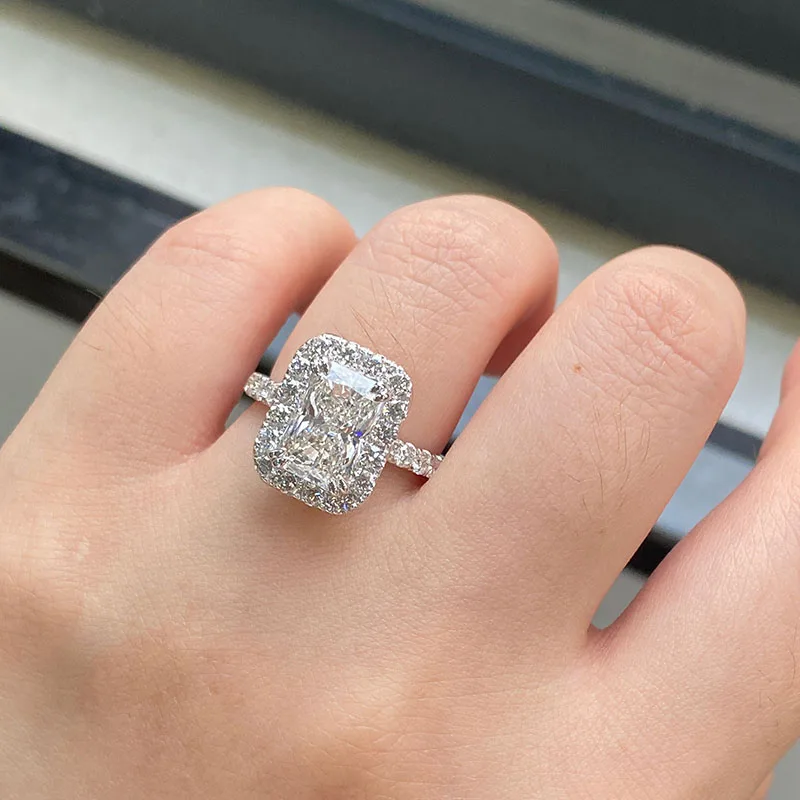 Elegant Radiant Ring IGI certificate 2.5Ct EF/VS Lab Grown Diamond Ring CVD & HPHT 14k Gold Ring Anniversary Gift For Her