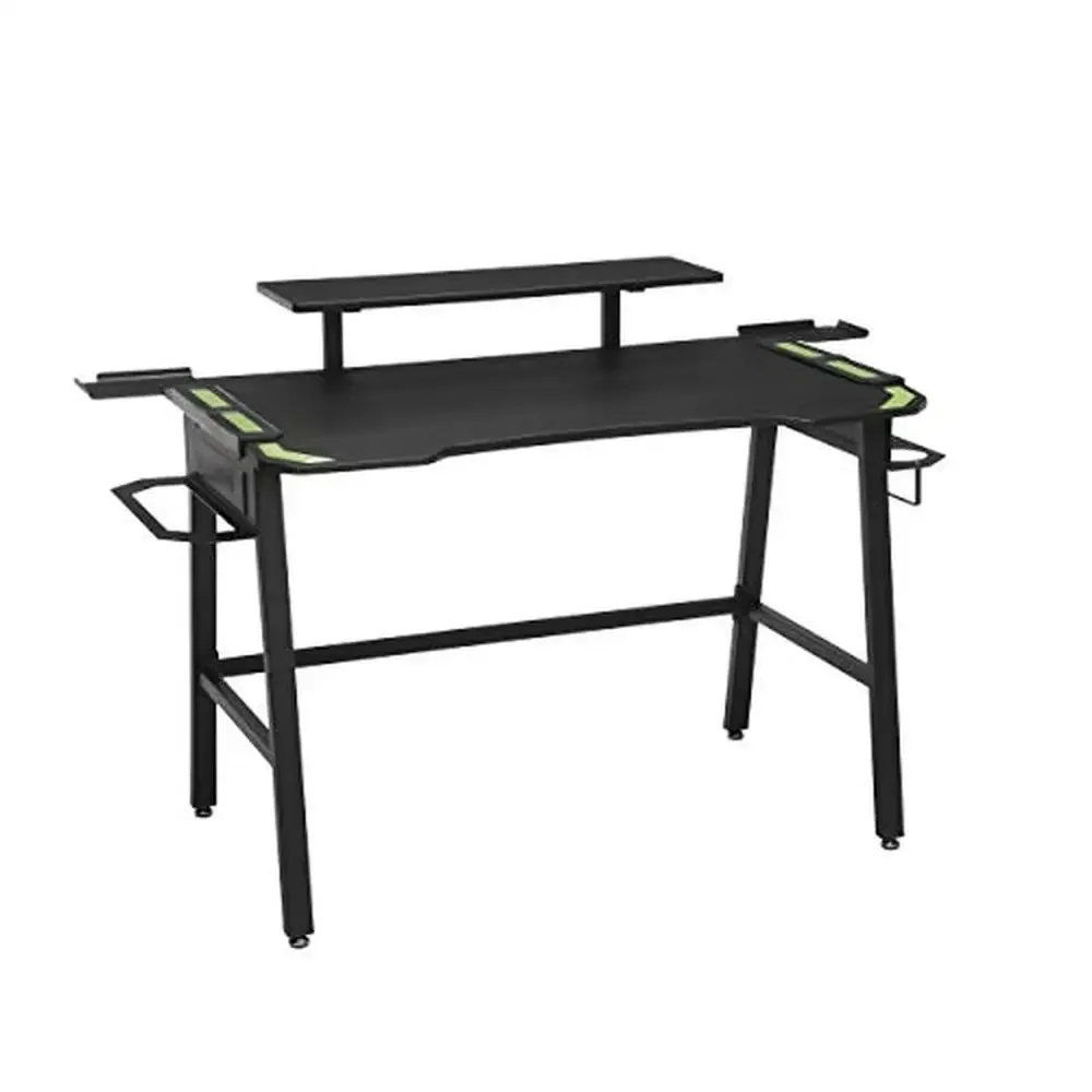 Dynamic Gaming Desk with Raised Monitor Shelf Action-Packed Battles and Office Work Steel Frame Accessory Solutions Ergonomic