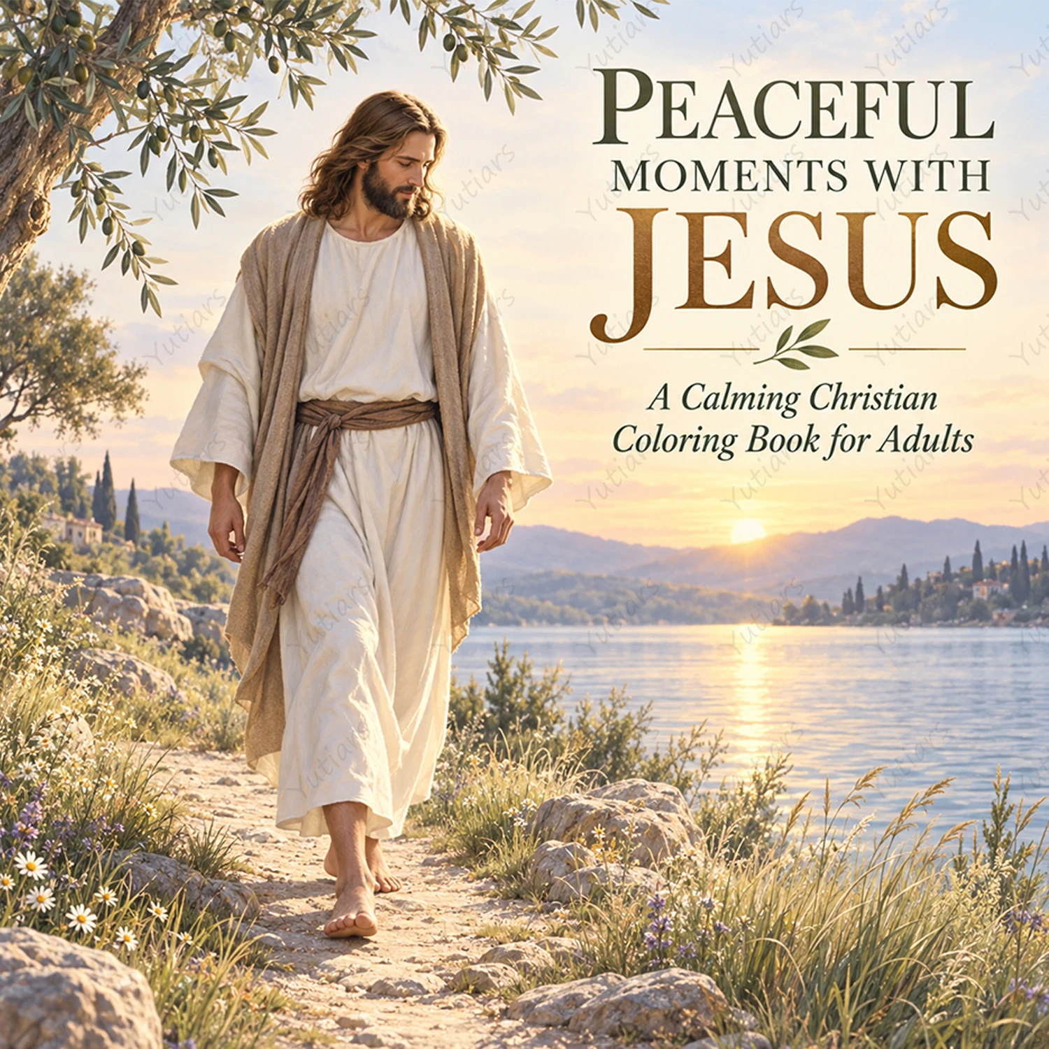 Christian Coloring Book for Adults with Jesus Scenes, Peaceful Faith Inspired Line Art, Single-Sided Pages for Stress Relief