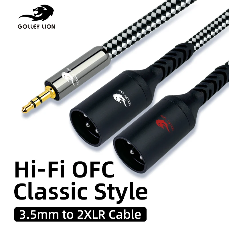 3.5 Mm Jack To XLR Audio Cable TRS Stereo Male To Male Dual XLR Splitter for Mixer Speakers Amplifiers