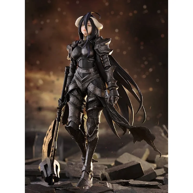 In Stock Long Black Hair Horn Lady Decor Ornament Dark Metal Armor Giant Battle Axe Walking Pose Round Base Desktop Collectible - view 3