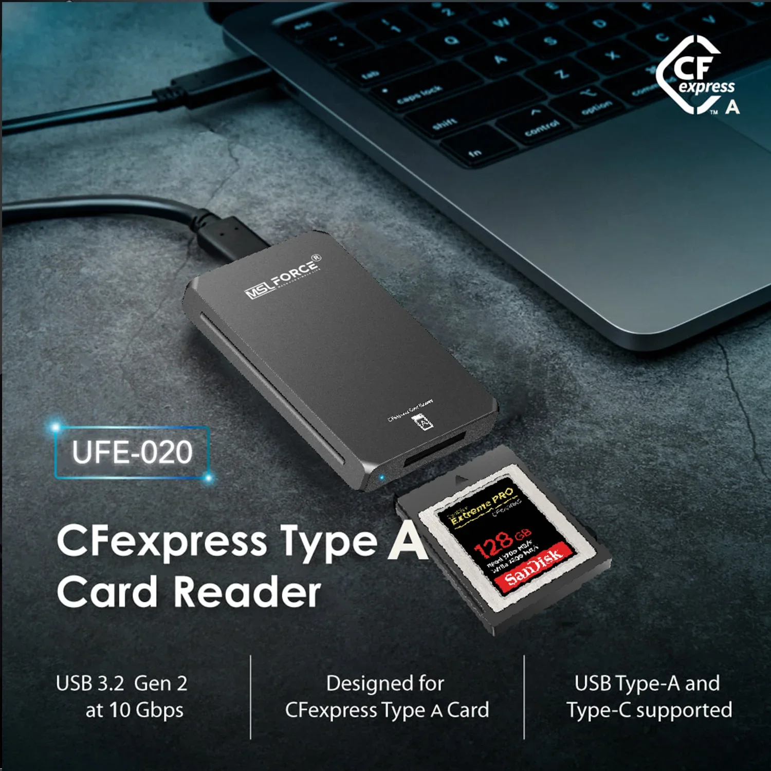 Imagem -02 - Express Card Reader Usb c Gen 10gbps Memory Card Adapter tipo a Cartão b para pc Iphone Laptop Canon Dji Nikon cf