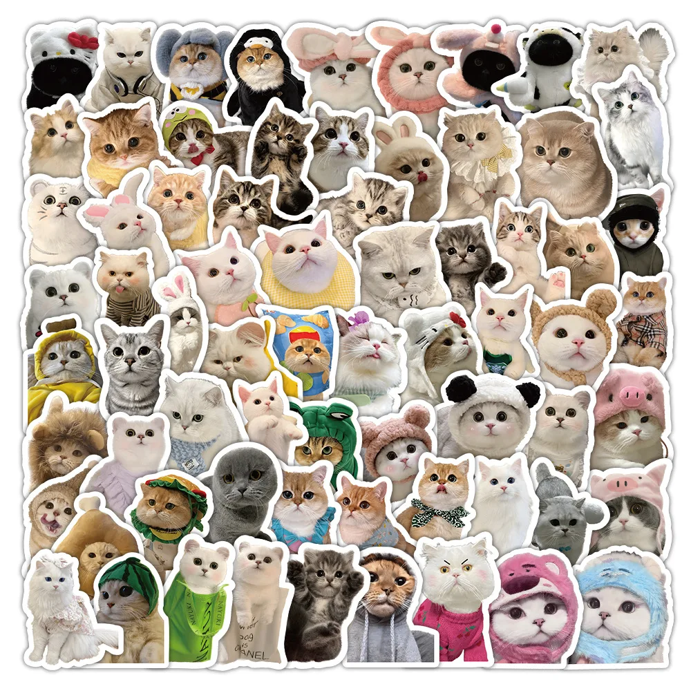 10/50/100 Stück Niedliche Cartoon-Kätzchen-Graffiti-Aufkleber Realistische Katzen-Kollektion Kreative Dekorative Handy-Aufkleber Schreibwaren Spielzeug Geschenk