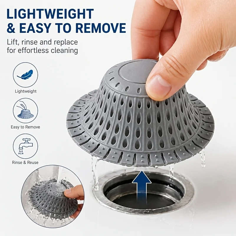 Silicone Foldable Hair Catcher, Bathtub Drain Plug, Shower Hair Collector for Sinks & Tubs, Bathroom Accessory view 4
