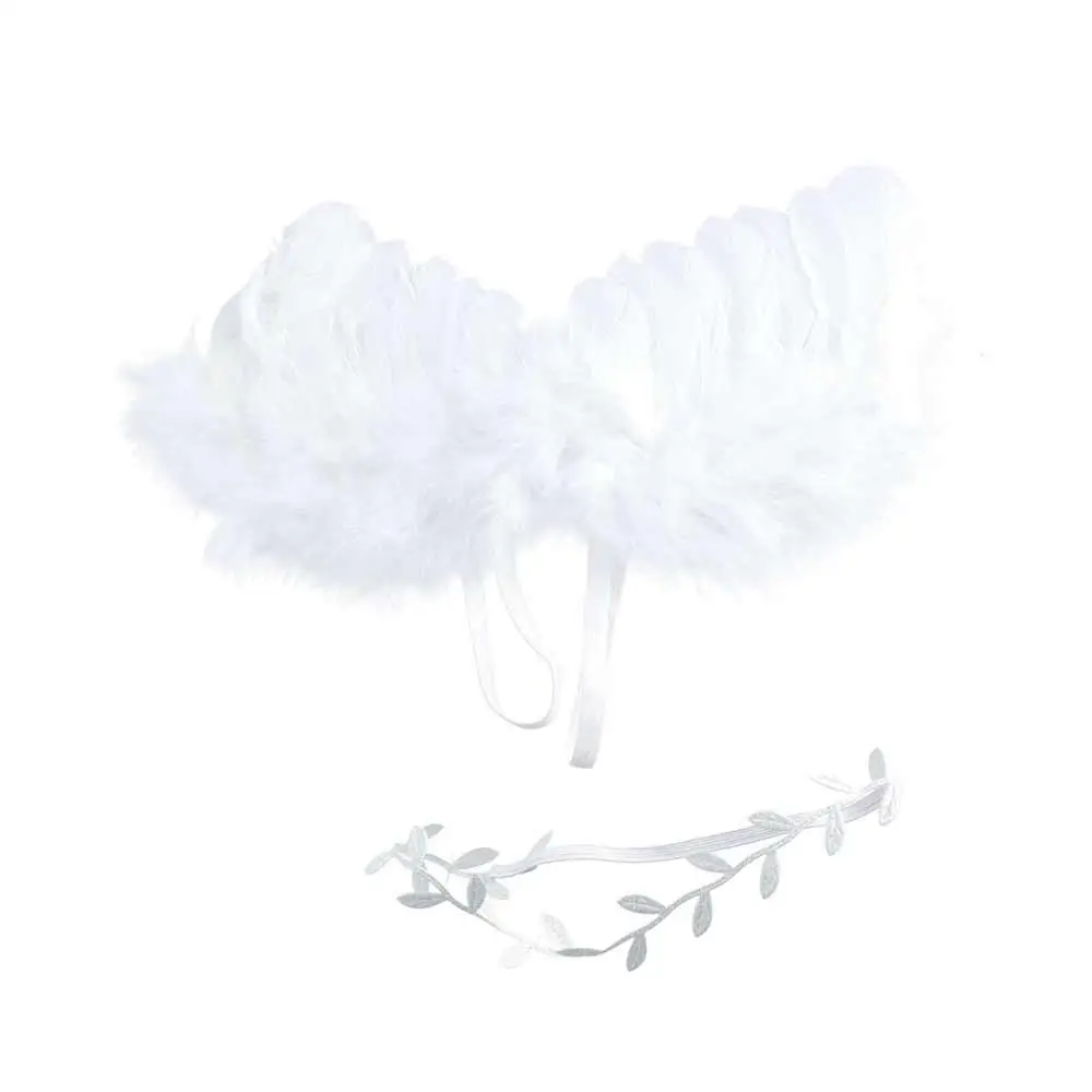 

Boys Girls Hair Accessories Unisex Feather Leaves Hair Band Photography Prop Infant Costume Angel Wings