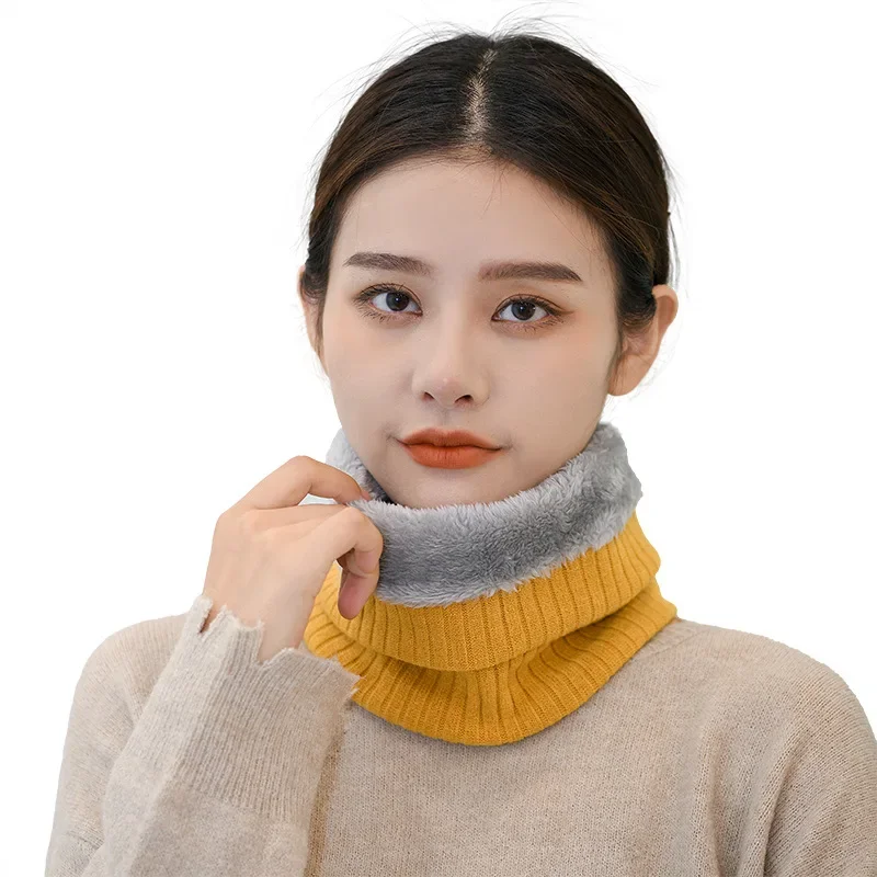 2022 New Winter Scarf Women Warm Knitted Ring Scarves Wool Fur Thick Children Neck Warmer Boys Girl Plush Scarf Colla