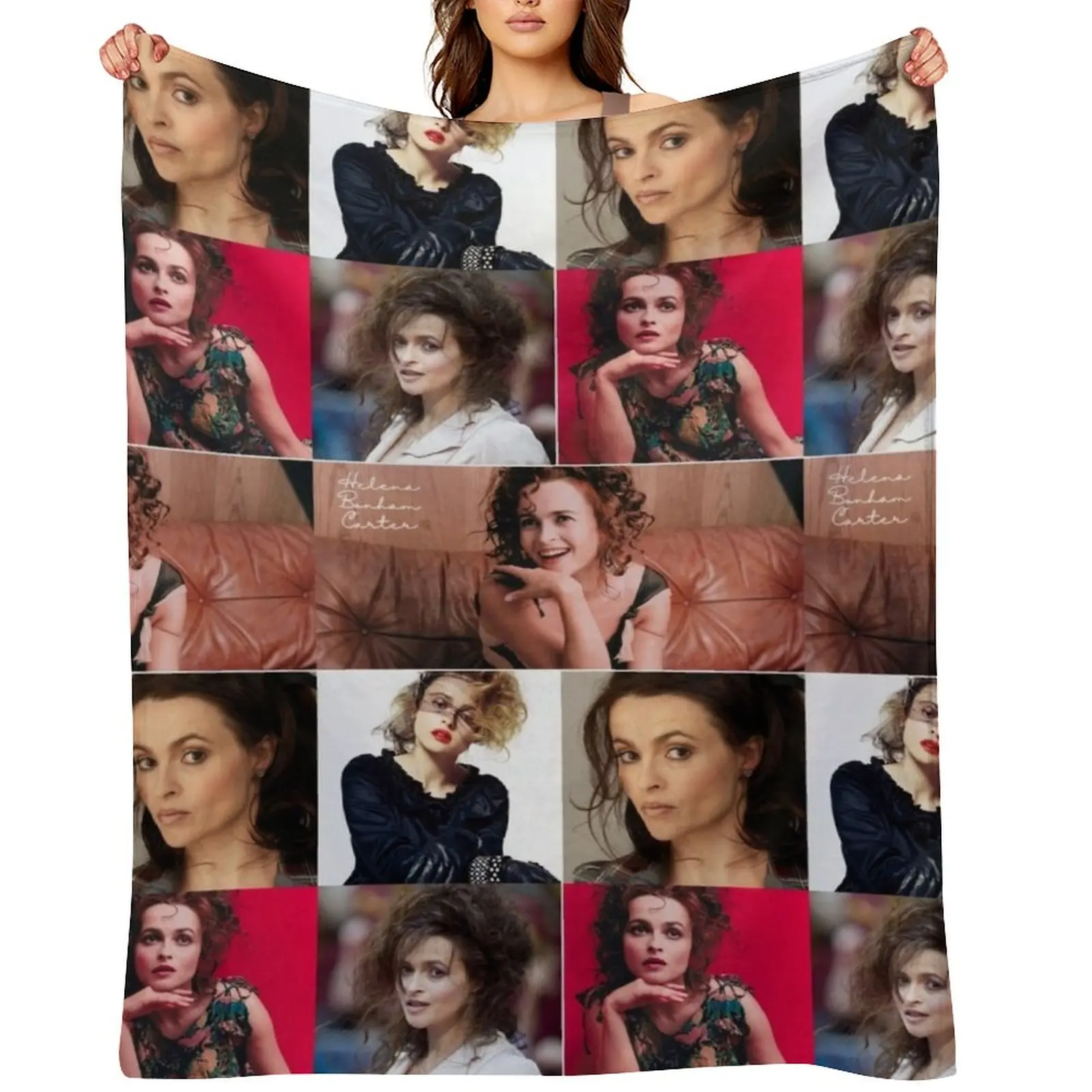 

Helena Bonham Carter English actress Fan Made Photo Collage - 1 Throw Blanket funny gift Decorative Beds Baby Blankets