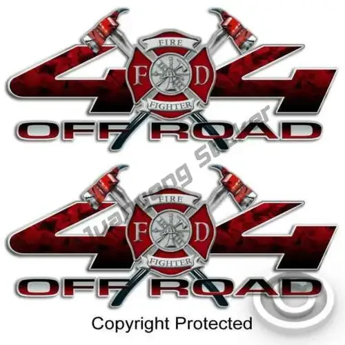 2PCS Red 4x4 Firefighter Sticker Mountains 4x4 Sport Stickers New Camo Grizzly Bear Hunting Truck Hunters Edition 4x4OFF ROAD