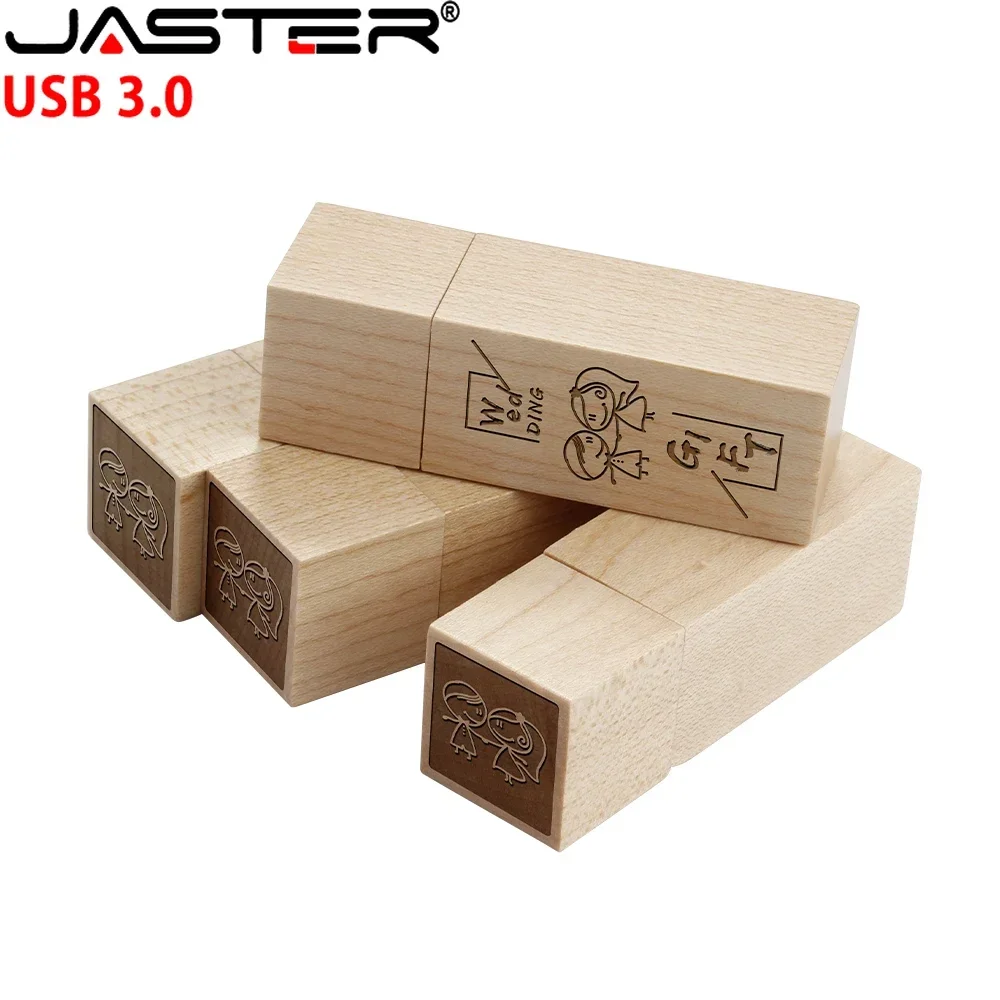 

JASTER Wooden Seal USB 3.0 Flash Drive 128GB Free Logo Memory Stick 64GB Business Gift Pen Drive 32GB High Speed U Disk 16GB 8GB