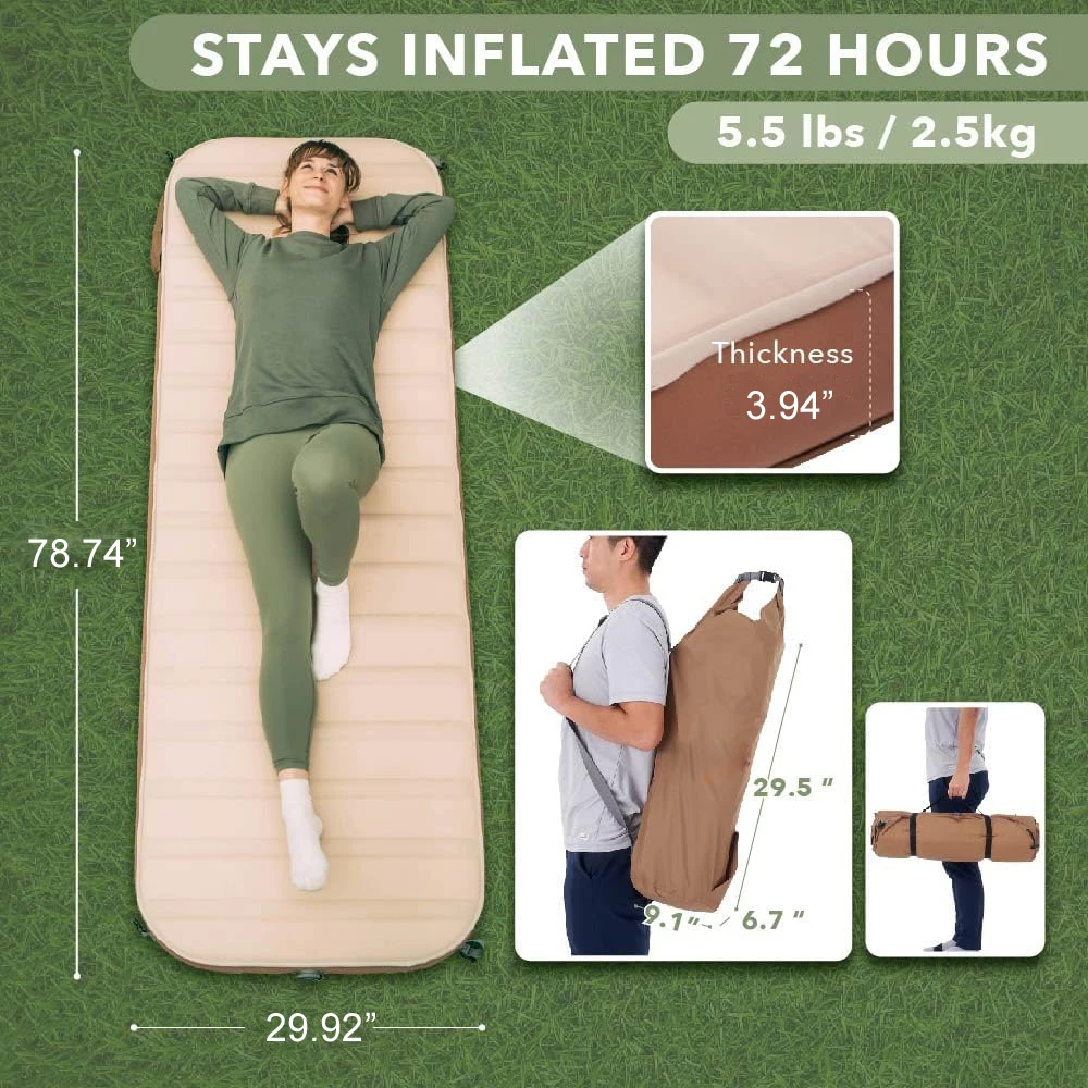 Lightweight Self-inflatable Camping Mattress Automatic TPU Material Compact Moisture-proof Outdoor Hiking Mat Pillow Tent Mat
