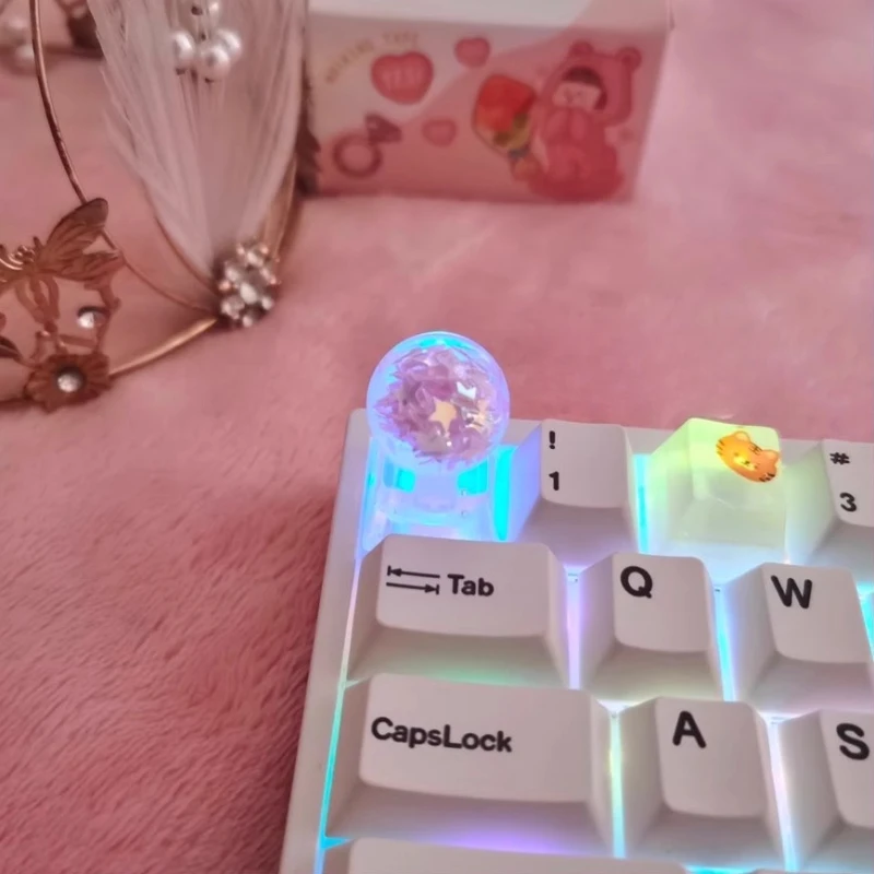 Transparent Crystal Ball Theme Keycaps Set 3D Resin Artisan Key Caps Custom Original Handmade Keycaps for Mechanical Keyboard - Image 4