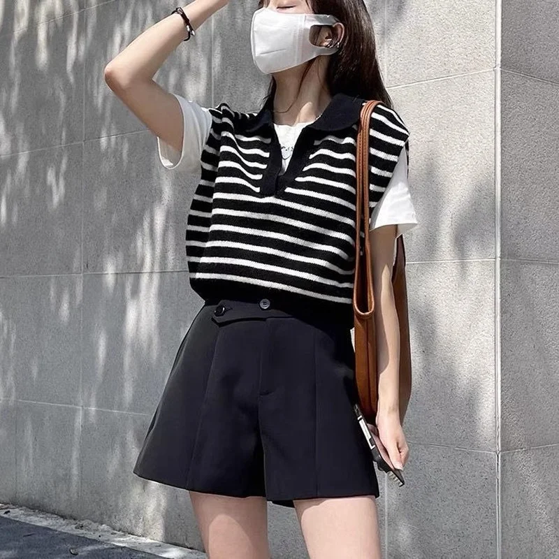 ショーツ女性オフィスルック夏通気性エンパイア原宿入札インボトムスタイリッシュなストリート韓国ルーズオールマッチズボン