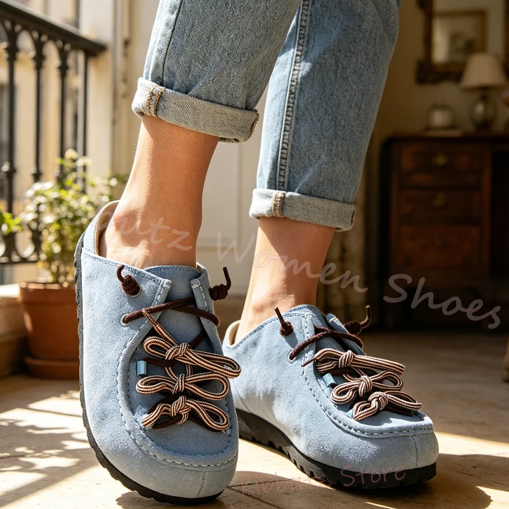 Slip-On Slippers Bohemian Crisscross Straps Suede Leather Soft Women Shoes Mule Comfortable Casual Footwear Mixed Color Elegant