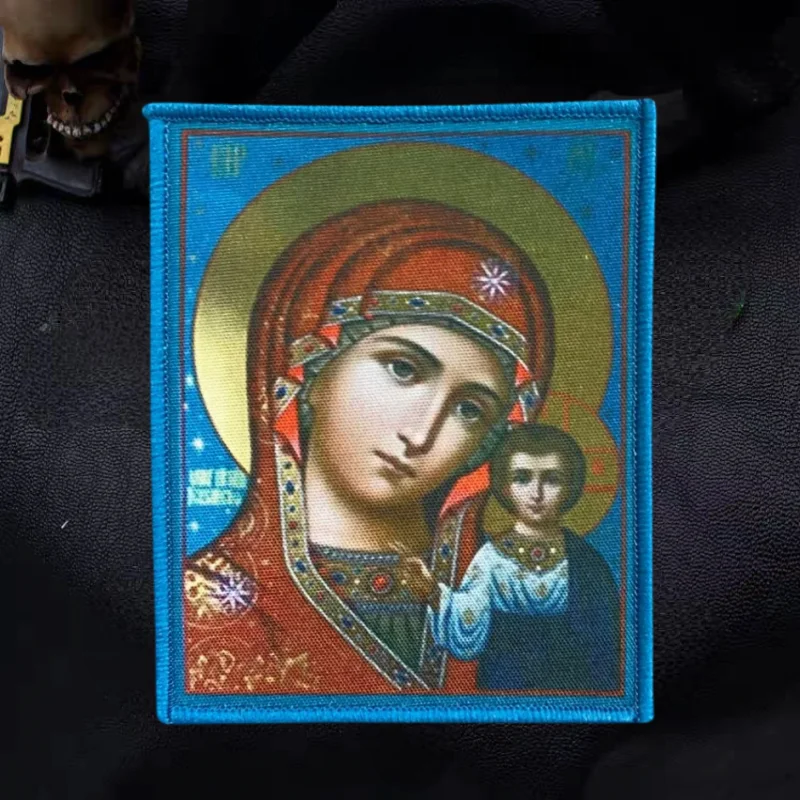 Parche militar gancho y bucle Jesús y Virgen para mochila - imagen 5