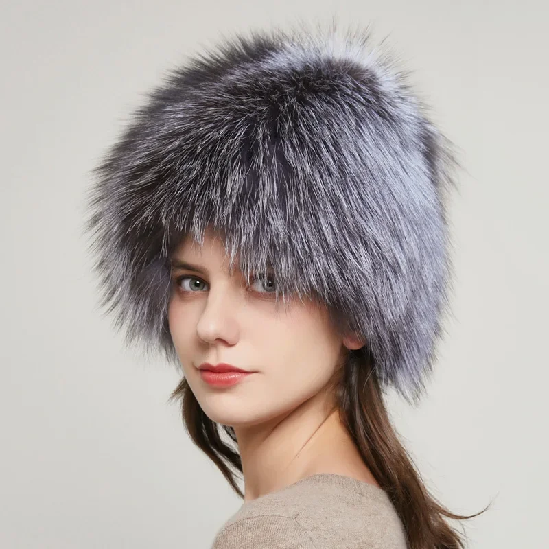 Winter Women's Fox Hair Snow Hat Fur Hat Fashionable Thickened Fox Ear Protection Hat