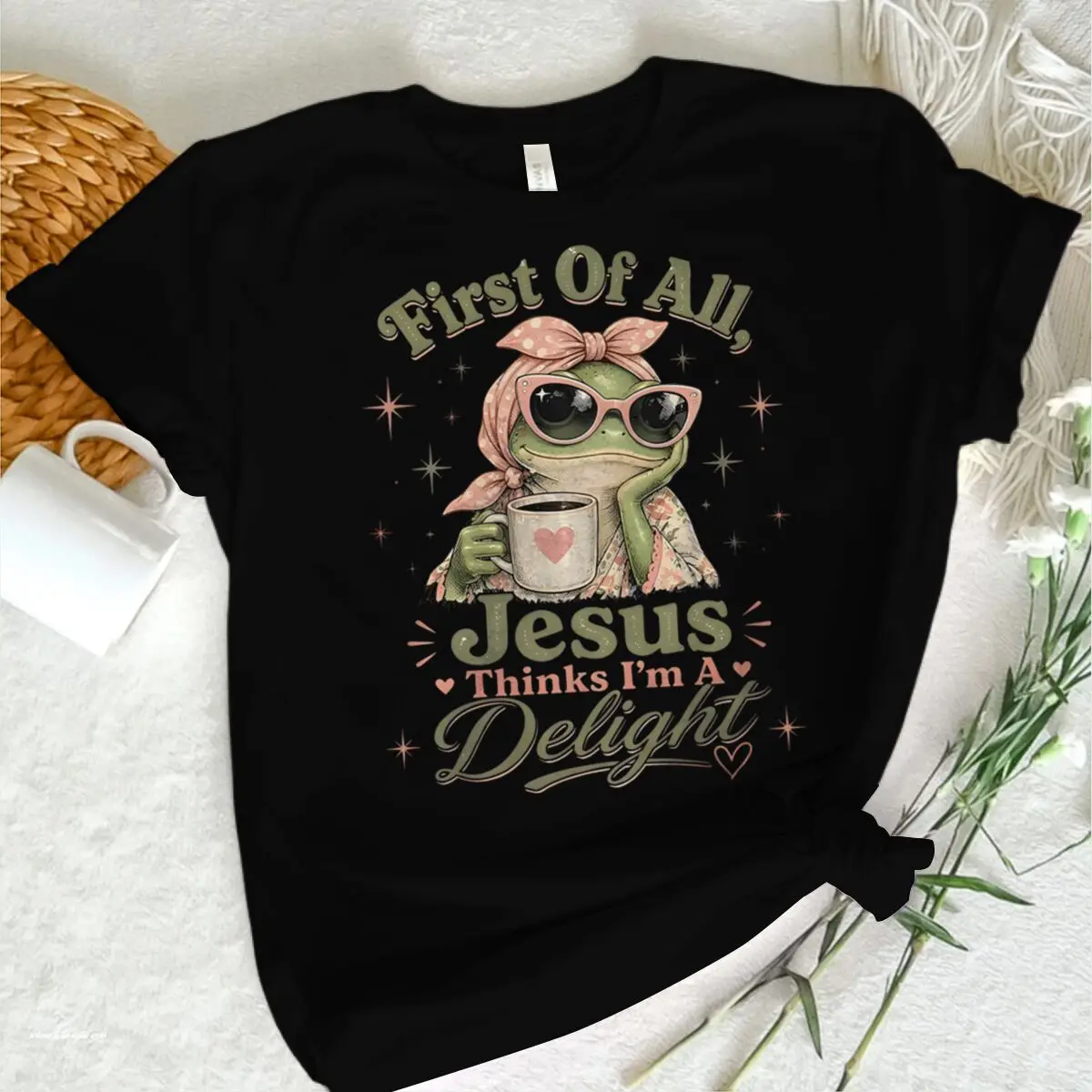 Frog Coffee Retro T-Shirt Women Men 