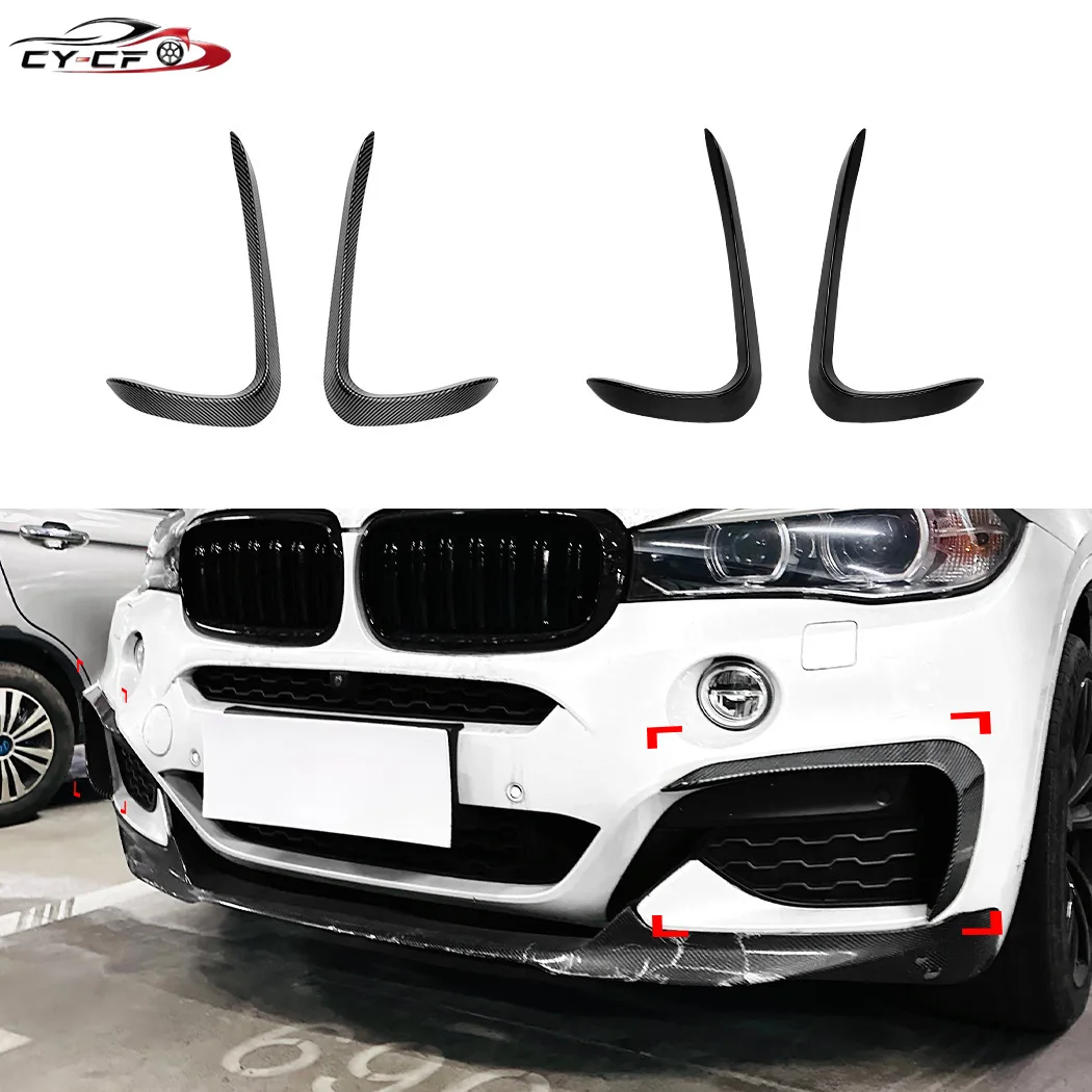 2015 -2019 2X For BMW X6 F16 M Sport M50i M50d Performance Gloss Black Front Bumper Splitter Lip Spoiler Diffuser By Body Kit