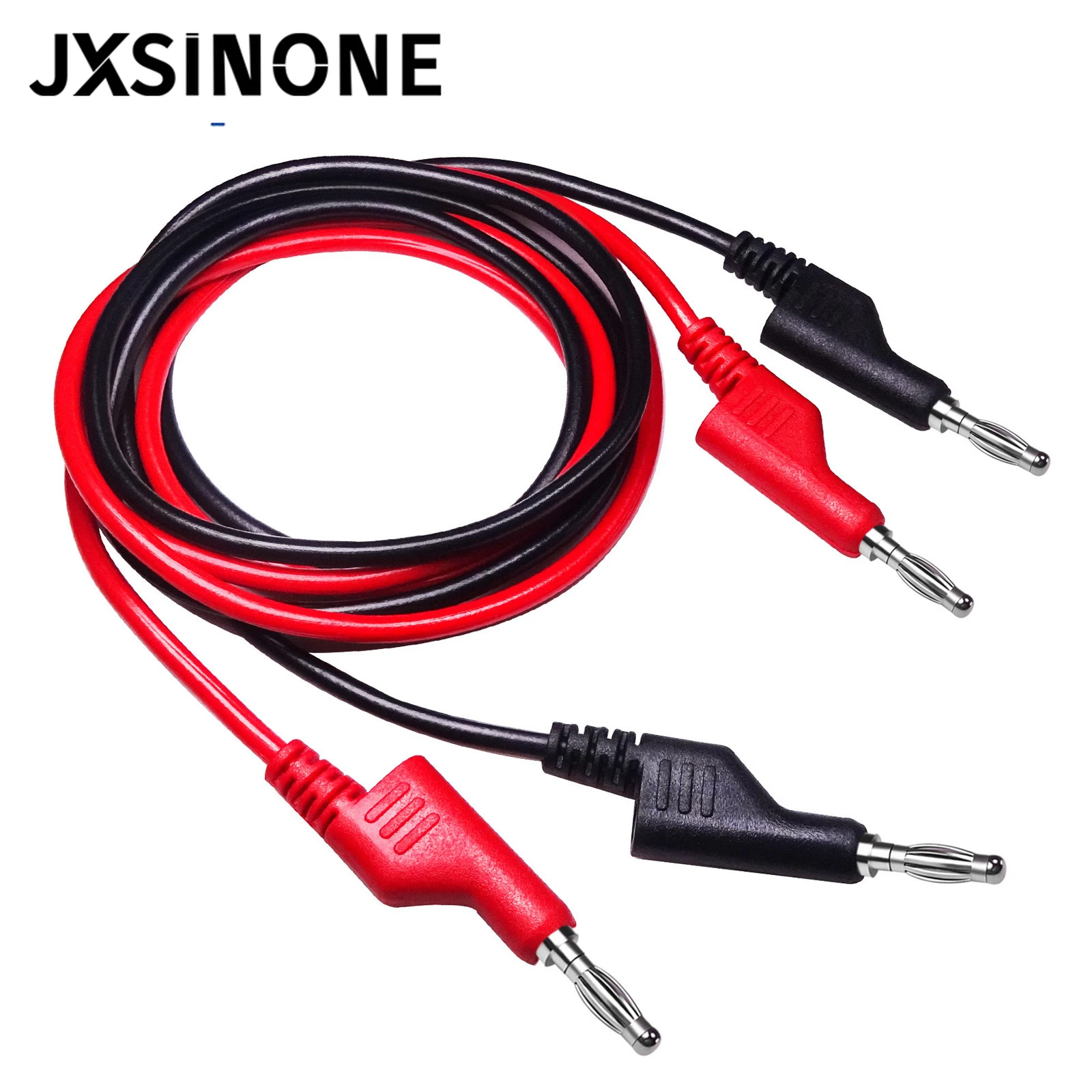 JXSINONE P1036 2PCS Dual 4mm Stackable Banana Plug Multimeter Test Leads 1m Electrical Test Cables Red/Black 1000V 15A