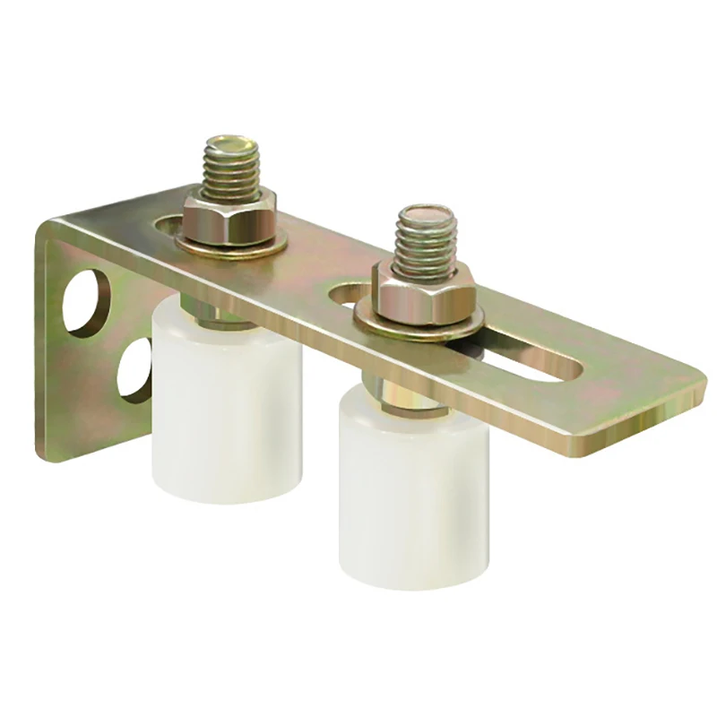 1 Juego de ruedas guía para puerta de Patio, rodillos guía para puerta corredera con soporte de Pilar en L, rodillos dobles ajustables de nailon