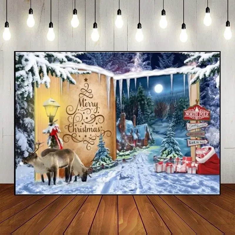 

Merry Christmas Holiday Baby Shower Background Cartoon Photography Backdrops Wallpaper Custom Birthday Backdrop Fairy Tales Eve