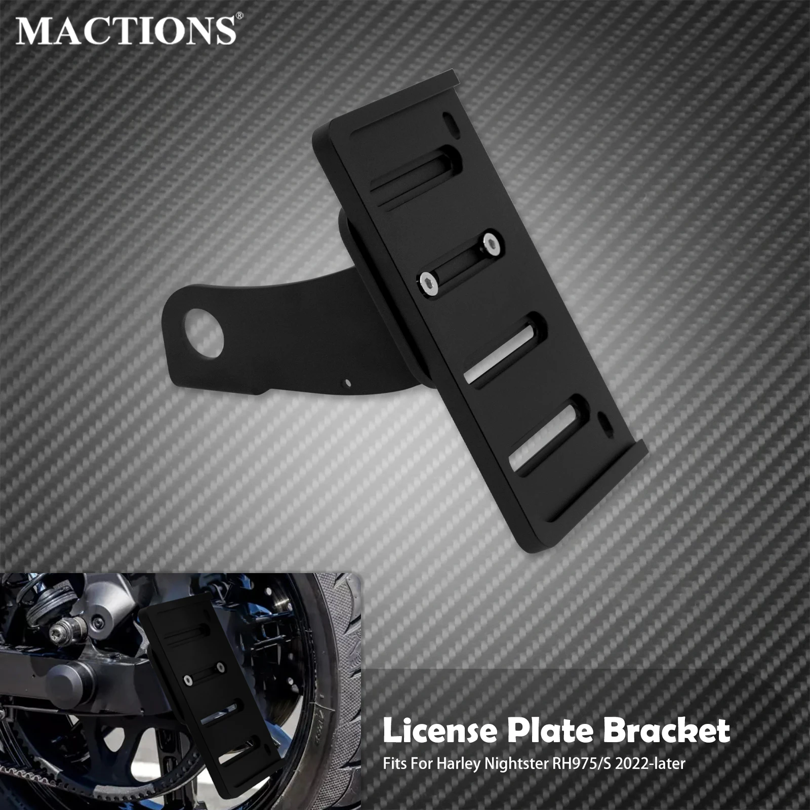 Motorcycle Side Mount License Plate Bracket Black Support Frame Holder Kit For Harley Nightster RH975 RH975/S 2022-Later Models