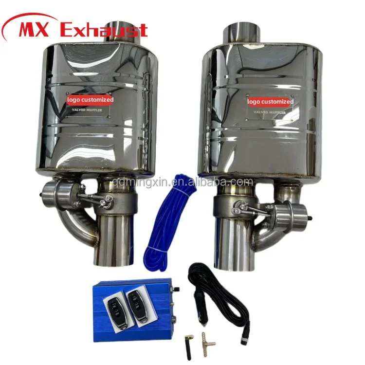 1 set (2 muffler) 89 mm Stainless Steel 304 Performance pipe vacuum valve valvetronic exhaust muffler with Remote Control kits