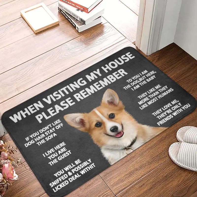 Please Remember Pembroke Welsh Corgi Dogs House Rules Doormat Front Floor Door Entrance Mat Kitchen Bath Garden Carpet Rug