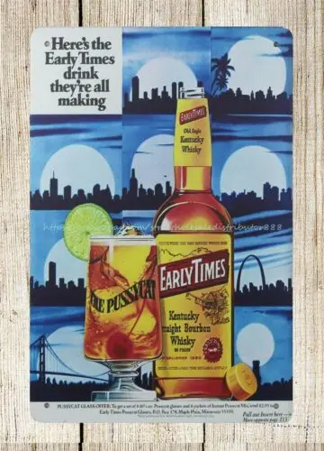 room decor wall art whisky Early Times 1974 metal tin sign