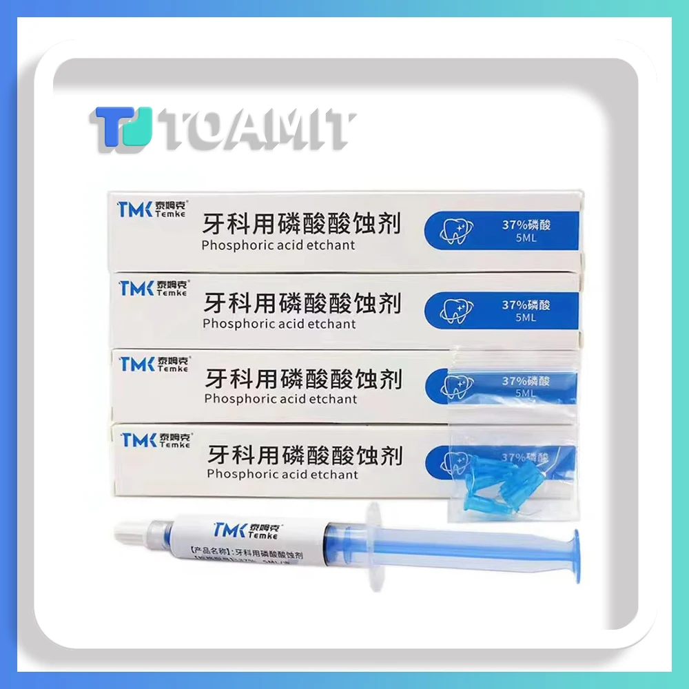 

5 мл кислотный Etchant 37% фосфорные стоматологические материалы Гель для травления зубов Чистящий клей + 5 шт. Наконечники Склеивающийся клей Проточное средство