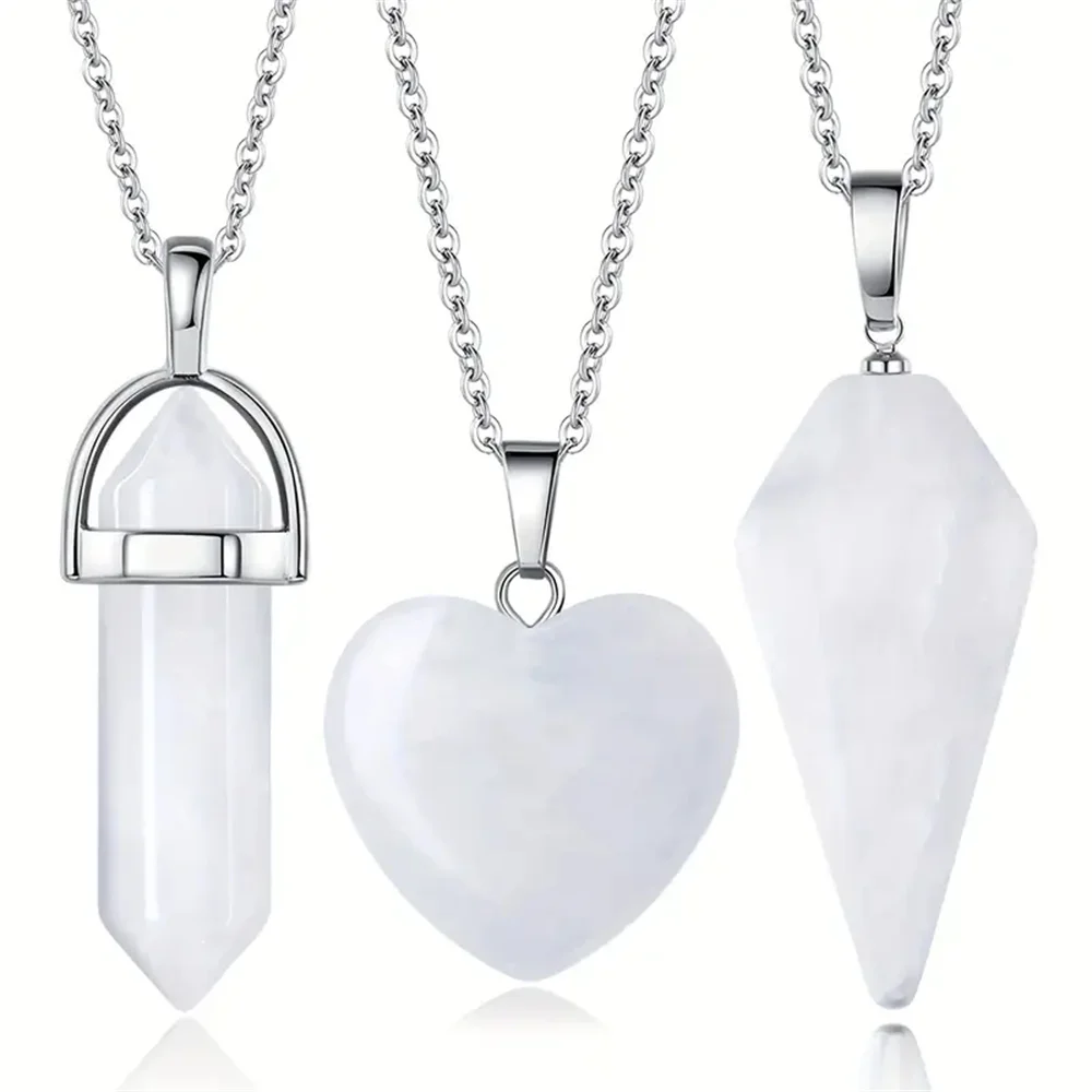 Clearance_3pcs Crystal Agate Necklace Set Perfect Gift for Girlfriend Sister Mom More Psychedelic Witchcraft Hexagonal_Continuou image 5