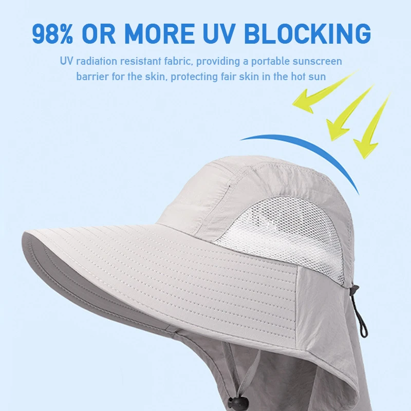 Wide Brim Baseball Cap  for Women and Men  UV Protection Cooling Neck Cap for Hiking and Fishing Outdoor Summer Hat  with Flap