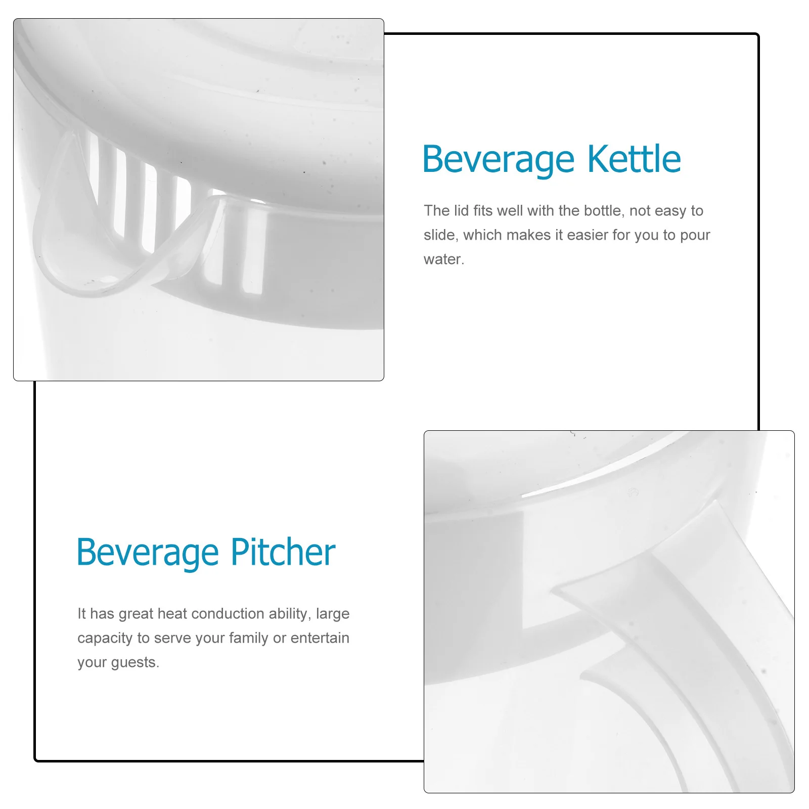 

Large Capacity Cold Water Pitcher Plastic Juice Kettle Heat Resistant Lid Household Beverage Container for Home Party Ice Tea