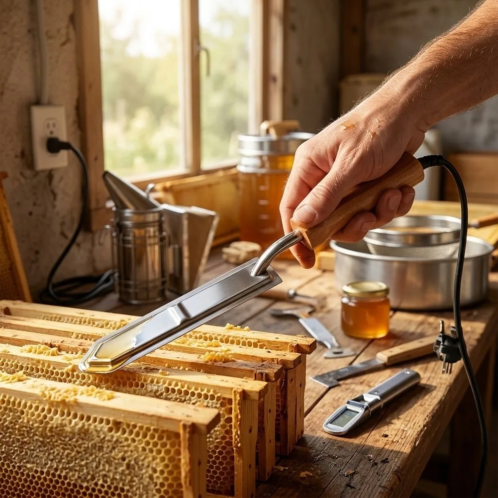 Stainless Steel Uncapper Electric Honey Uncapper Insulated Wood Handle Consistent Heat Control Efficient Wax Melting