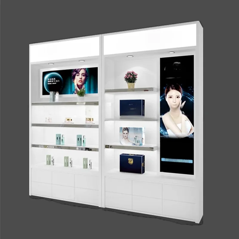 custom.Cosmetic Decoration Design Simple Modern Style Skin Care Display Cabinet Perfume Cosmetic Shop Showcase