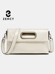 Zency Vintage Genuine Leather Handbag for Women Large Capacity Brown Crossbody Designer Shoulder Bag 2026 Summer Beige Sac Bolsa