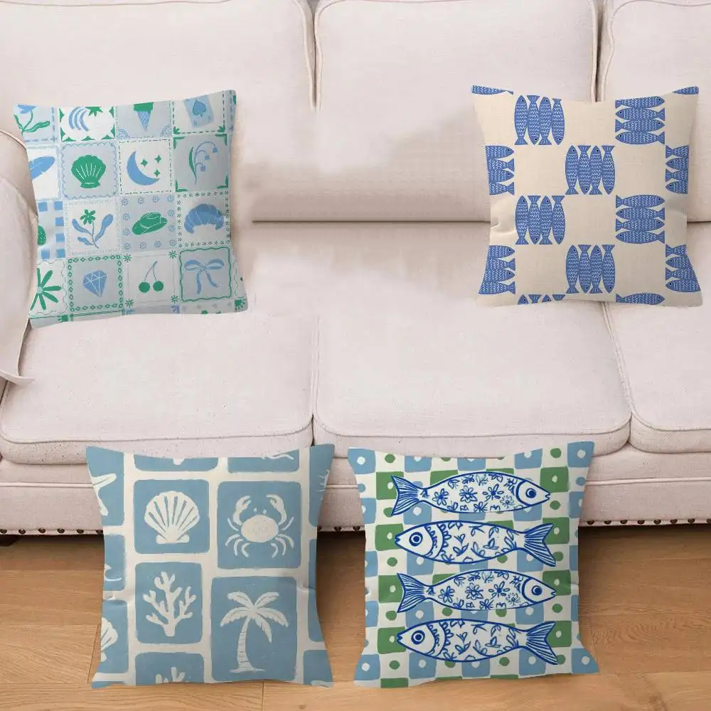 piece fresh ocean-themed   Pillow Gift Home Office Decoration Bedroom Sofa Car Cushion Cover case 45x45